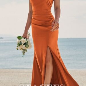 NWT- Sleeveless Floor-Length Bridesmaid/Prom/Party Mermaid Dress-Size 6 in Rust